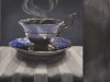 Dark Tea 5 Gramma’s Blue, 8”has 10”w, watercolour on acrylic ground on panel, $500.00