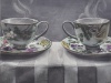 Dark Tea 3 Double Floral, 8”hx10”w, Watercolour on acrylic ground on panel, $500.00