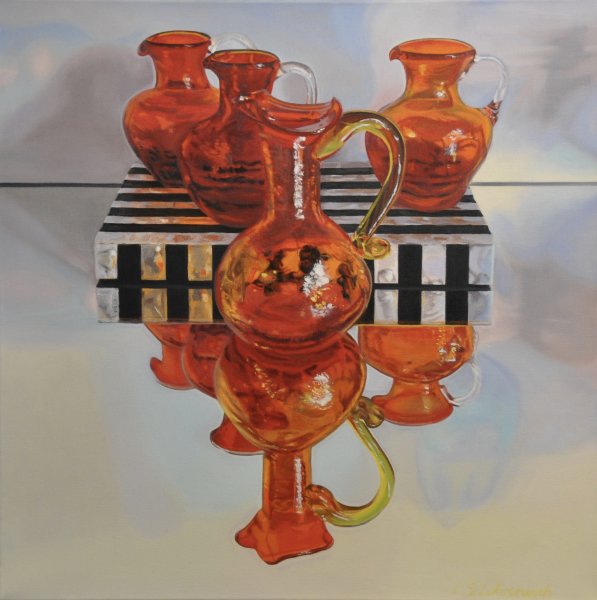 Zoya's Red Glass, Oil & alkyd on canvas24 x 24"$1600.00 Cdn