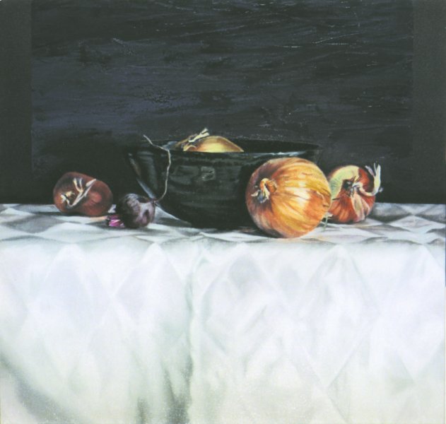 BOWL & ONIONS, oil & alkyd on canvas, 20 in. x 20 in., SOLD