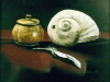 LUCKY MOON SHELL, oil & alkyd on panel, 9 1/2 in. H x 12 in. W, SOLD